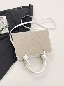 2026春夏新款极简通勤单肩包、时尚手提包、多功能纹理斜挎包 - 白色 - 查看 9