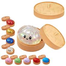 Dumpling Squishy Toy With Steamer Box, White Flash Glitter Slow Rising Fidget Squishies, Squishy Sensory Toys For Classroom, Stress Relief Anxiety Fidgets For Adults Kids, Kawaii Food Shaped Collectible Squishies, Party Favors, Soft Pinch Gift, White - 白閃光 - 查看 1