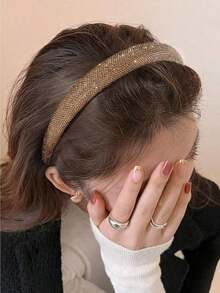 Party Full Rhinestone Headband, Wide-Rimmed With Rhinestone Decoration, Shiny, Luxurious, And Fashionable Headband, Hairband, Headpiece, Hair Accessory. - 銀色 - 查看 2
