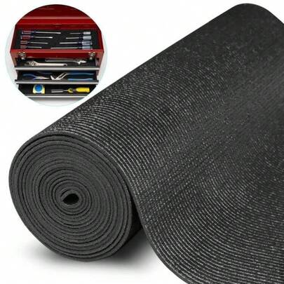 Alfombrilla protectora de 3 mm de grosor para cajones, apta para cajones, cajas de herramientas, coches, cocinas, garajes (41 cm x 488 cm, negro)