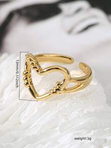 1 Simple, Fashionable, Romantic Heart-Shaped Hollow Ring With Exquisite And Versatile Luxury Women's Jewelry Decoration Piece Suitable For Daily Holiday Wear, Can Be Given As A Gift To Friends Or Lovers - Heart-shaped Ring - View 3
