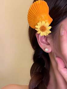 1/4 Peças Grampos de Cabelo com Conchas Marítimas e Margaridas em Estilo Boêmio Fashionista, Fresco e Doce para o Verão na Praia, Acessórios Versáteis e Energéticos, Adequados para Viagens e Uso Externo (Conchas Naturais Podem Ter Pequenas Imperfeições), Festival, Festa - Multicolorido - Visão 6