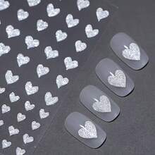 1 pièce Autocollant pour ongles en forme de cœur super brillant argent, décoration d'art pour ongles avec strass en feuille d'argent étincelante, accessoire pour ongles, décoration pour ongles, art des ongles, fournitures de manucure. - Multicolore - Voir 1