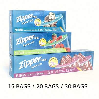 15/20/30 PCS, Small/Medium/Large Size, Sandwich Wrap, Sealing Bags, Airtight Food Storage Bags, Thick, Fridge & Freezer Seal Bags, Tear-Off, Airtight Preservation Bags, Double-Ply Airtight Bags