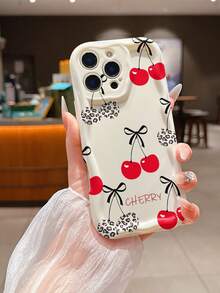 1pc Fashion Personalized Bow, Leopard Print, Cherry, Letter Pattern Phone Case, Wave Cream TPU Material Phone Case, Suitable As Holiday Gift Compatible With Apple XS/XS Max/XR/11/12/13/14/15/15 Pro/16 Pro/16 Pro Max/16 Plus/17 Series And Other Models - Multicolor - View 2