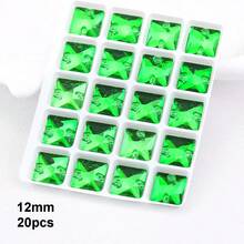 12mm, 20pcs/Pack, Square Shape, Flat Bottom Double Hole Exquisite Glass Rhinestones, For Sewing Wedding Dress, Handbag, Shoes Decoration Jewelry Making Accessories - 12mm 20pcs - View 20