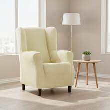 Kiva Bi-Elastic Wing Chair Cover, Breathable And Full Protection, Various Colors Available – Easy To Install Wing Chair Cover With Support Foams And Elastic Bands For Extra Fixing - Raw Cora - View 2