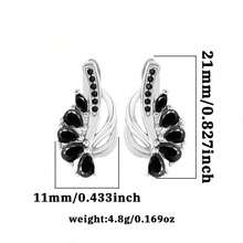 一对925银金属黑色立方氧化锆独特叶子设计耳环，适合日常休闲佩戴、旅行、度假、节日和生日礼物 - 金色 - 查看 4