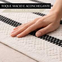 Decorative Rug Set - Cotton With Northeastern Brazilian Inspiration – 3 Pieces - Black - View 4