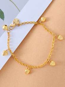 Nuevo Brazalete con forma de corazón para mujer, regalo minimalista y versátil para amistades/parejas - Amarillo Oro - Ver 2