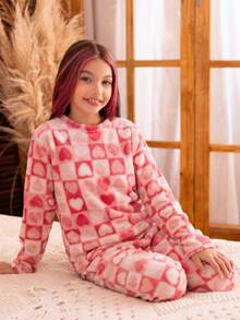 Children's Plush Teddy Pajamas For Winter, Cold Weather, Closed, S2 PINK - 中紫紅色 - 查看 2