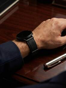 1 dây đeo đồng hồ da 20mm 22mm phù hợp với Galaxy Watch 8/7/6/5/4 (40mm/44mm), dây đeo da thật kiểu cổ điển cho Watch GT2/GT3, dây da màu đen cho trang phục công sở, dây đeo đồng hồ thay thế, món quà lý tưởng cho nam giới, chồng hoặc đồng nghiệp vào dịp sinh nhật, Giáng sinh, dành cho người đam mê đồng hồ. - màu đen - Xem 7