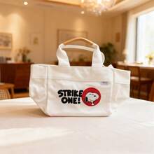 Miniso Snoopy 夏季旅行系列大容量托特包兼手提包，可愛海灘度假主題，鮮豔角色圖案，可折疊便攜（1件） - 白色strike one - 查看 3