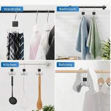360 Degree Rotating Six Claw Hook Solid Wood Top Hanger Rack Wardrobe Organizer For Bags Scarves Ties Coats Belts Accessories Storage Solution Closet Display St Wooden Holder - View 12