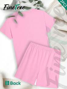 FINETREE  2-Piece Set Women's T-Shirt & Shorts 2-Piece Set – 2026 New Year & Valentine's Day Outfit, Soft Skin-Friendly Fabric, Ideal For St. Patrick's Day & Back-To-School Season, Exclusive For Teachers, Perfect Holiday Gift Choice-Faith Over Fear T Shirt With Bible Verse 2 Corinthians 5 7 Christian Cross Print Women Casual Loose Fit Comfortable Cotton Top For Everyday Wear Spiritual Inspiration Outfit For Believers And Faithful Souls - 粉色 - 查看 2