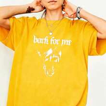 2026 Tops For Women Plus Size - Plus Size - Women's Bark For Me Comfortable T-Shirt| Retro Fun Barking Dog Design, Fashionable Street Style, Elegant - 黃色 - 查看 1