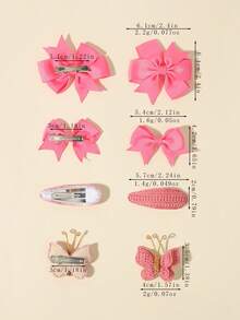 8pcs/Set Bowknot Satin Ribbon + Knitted Fabric Non-Clip Sweet Girl Hair Clips Set, Suitable For Daily Wear / Photo Shoot - Mixed color - View 10