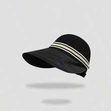 1 pieza Sombrero de paja de ala ancha de verano, Sombrero de sol grande para mujer, Sombrero decorativo de viaje, Gorra de protección UV para dama, Vacaciones, Festivales - A - Ver 7
