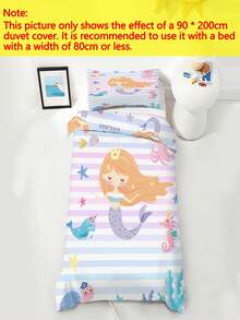 Bộ ga trải giường 3 món in hình nàng tiên cá theo yêu cầu, kiểu hoạt hình dễ thương, mềm mại, thoáng khí, có thể đảo mặt, kèm vỏ chăn và vỏ gối, bộ ga trải giường cá nhân hóa cho phòng ngủ bé gái, phòng trẻ sơ sinh, sử dụng hàng ngày quanh năm. - Nhiều màu - Xem 5