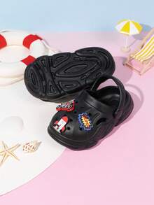 Baby Cute Casual Slippers Sandals, Breathable Hollow Out Clogs Style Shoes For Toddlers Indoor & Outdoor Wear, Summer - Black - View 5
