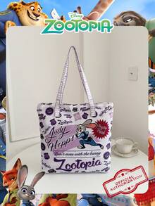 1 Pc Disney Officially Licensed Zootopia/Judy Pattern Canvas Tote Bag, Large-Capacity Shoulder Bag, Lightweight Reusable Shopping Bag – Ideal For Women,Girls, Teens, Cartoon Fans,Youngster, Perfect For Daily Commutes, Grocery Shopping, School Runs, Beach Trips, Holiday Gatherings,Back To School ﻿ - Multicolor - View 13