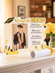 1/3/5 piezas Placa de premio de acrílico personalizada para graduación, Marco de foto de felicitación de graduación personalizado, Regalo de graduación personalizado, Decoración de escritorio de graduación, Decoración de fiesta de graduación Foto Prop - Multicolor - Ver 10