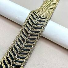 1.5 Yard Colorful Mesh Gold Thread Lace - Gold Embroidered, Suitable For Sewing, Knitting And Handicraft Projects - Gold - View 9
