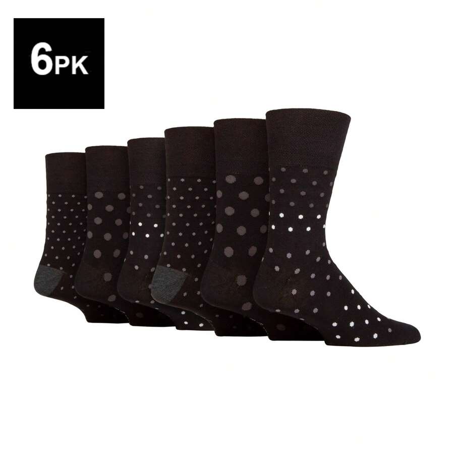 Gentle Grip Gentle Grip - 6 Pairs Mens Loose Soft Top Non Elastic Bamboo Socks - Black - View 1