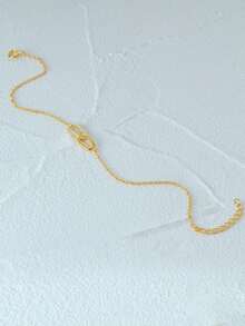 1 chiếc vòng tay thời trang tinh tế bằng bạc sterling 925 mạ vàng 18K với khóa đôi lồng vào nhau, vàng/bạc, ít gây dị ứng, thích hợp cho nữ và bé gái đeo hàng ngày, quà tặng ngày của mẹ, quà cưới, quà dự tiệc. - Vàng - Xem 4