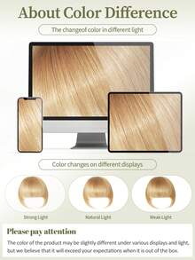 DNE HAIR Tóc mái kẹp 100% tóc thật, màu vàng caramel 18#, kiểu tóc mái có phần thái dương, tóc mái giả bằng tóc thật, trông tự nhiên, thích hợp cho phụ nữ/bé gái sử dụng hàng ngày. - S18 - Xem 11