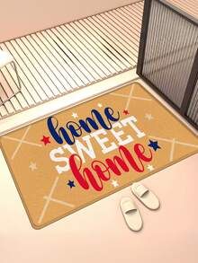1pc American Country Style "Home Sweet Home" Welcome Mat, Independence Day Themed Rug, Entrance Mat, Living Room Carpet, Bedroom Carpet, Home Decor, Small Rug, Machine Washable Mat, Suitable For Living Room, Bedroom, Kitchen, Bathroom, Parties, Gatherings, Holidays, Gifts - Red, Blue and White Cozy Family-themed Floor Mat - View 5