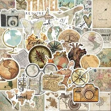 50PCS New Travel Clock Map Graffiti Stickers For Bicycle Hand Account Pencil Case Decals Scrapbook Supplies Scrapbooking - 50 PCS - View 12