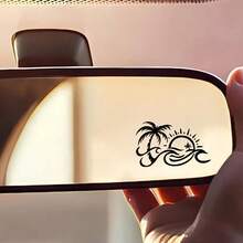 Pegatina para espejo retrovisor de coche con diseño de palmera y sol ondulado, aplicable a botellas de agua, portátiles, refrigeradores, ventanas, decoración de coche - A - Ver 8