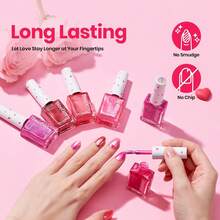 Beetles 6 Colors 7.5ml/0.25 Fl Oz Nail Polish Set - Love In Echo Quick Dry Spring Formula, Salon Long Lasting DIY Pastel Nail Art Gifts For Women - 6 Colors Hearts Aflutter - 查看 3