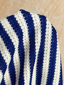 最新款时尚度假沙滩休闲系带条纹连体裤，女士春夏款 - 藍白色 - 查看 7