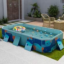 Inflatable Outdoor Swimming Pool, No Inflation Required, With Cute Animal & Dinosaur Patterns - Easy To Assemble Swimming Bucket With Stable Legs, Suitable For Backyard Cooling In Summer, Provides Small Space Usage (No Accessories) - B - View 8