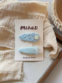 2个装韩版甜美多功能布艺迷你侧翻缺口发夹，少女断发侧夹，女士配饰，女士发饰，适合送朋友、老师，最佳生日礼物（随机纸板款式） - 彩色 - 查看 6