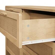 130 Cm Long, Arched Corner Rattan Cabinet With 6 Drawers, Suitable For Living Room, Bedroom And Kitchen, Natural - 駝色 - 查看 9