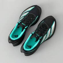 Adidas 英峰系列透气减震轻便多功能耐磨跑步鞋，男女通用 - 黑色/灰色/綠色 - 查看 9