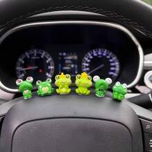 1/4/6/7/8pcs Cute Little Frog Car Decor, Adorable Animal Dashboard Ornament, Summer Car Accessory, Control Panel Figurine, Stress Relief Decoration, Women Car Decor, Desktop Ornament (With Adhesive) - Little Frog - View 10