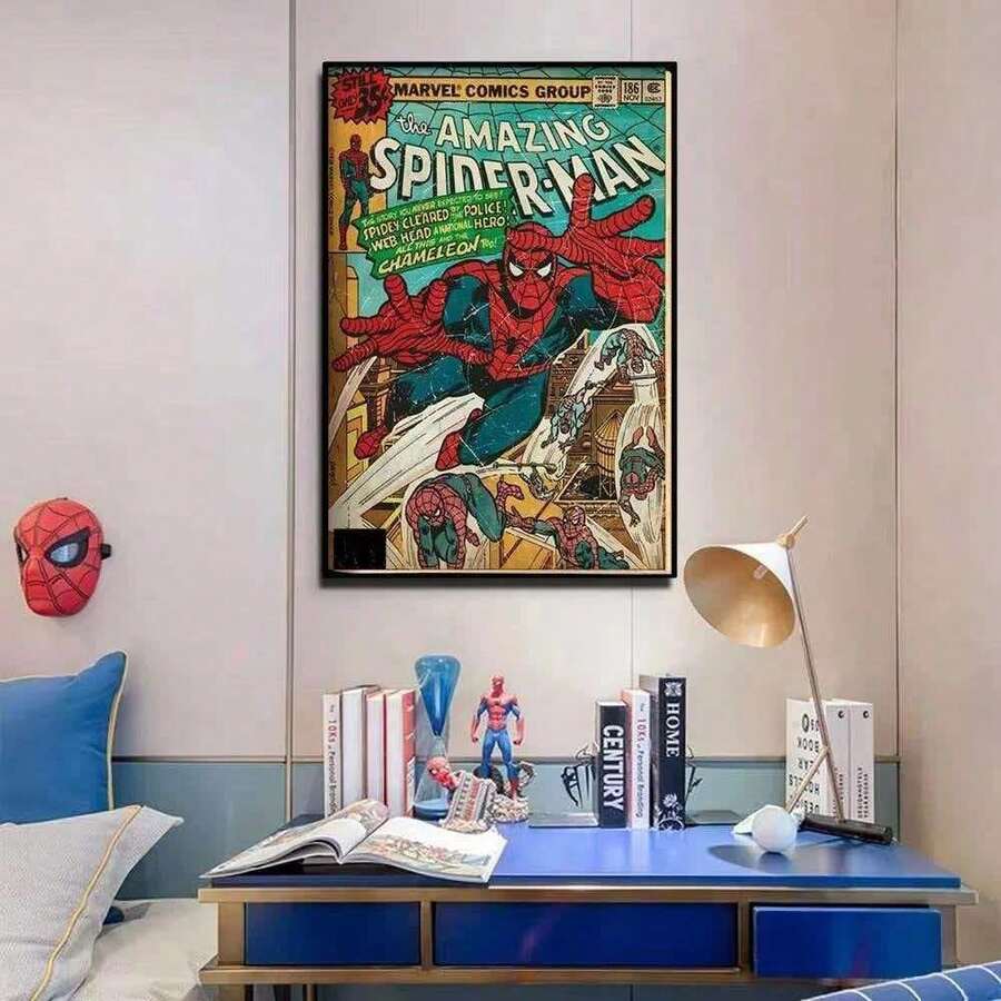 20*30cm Vintage Comic-Style Spider-Man Poster, Recreating Classic Spider-Man Covers, Featuring Iconic Scenes With Villains Like Doctor Octopus, Boasting The Same American Vintage Texture As And Iron Man. It Creates An Immersive Hero World For Marvel Fans, Instantly Transforming Gaming Rooms, Bedrooms, And Studies Into Superhero Headquarters. This And Cool Wall Art Lights Up Your Hero Dream. - Multicolor - View 1