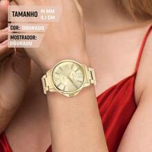 Relógio Feminino Technos Dourado Prova Dágua Top E Garantia - Dourado - Visão 5