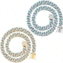 2 piezas Collar para mascotas con diamantes incrustados, cadena cubana de aleación de zinc resistente, con brillantes diamante de imitación que elevan el estilo general, ajustable en tamaño, adecuado para gatos y perros, diseño único y llamativo - Multicolor - Ver 14