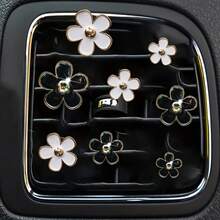 8pcs/Set Car Air Vent Fragrance Clip, Flower Decor Clip For Car Air Conditioning Vent, Car Vent Decoration Clip, Fragrance-Free Gift - Alloy Flower 8 - View 10
