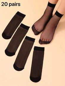 20 Pairs Unisex Solid Color Crew Socks, Casual Stockings For Daily Life And Home, Suitable For Dance, Gymnastics, Sports And Outdoor Activities (5/10/20 Pairs) - Black - View 12