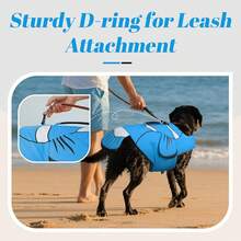 Chaleco salvavidas para perros grande/mediano/pequeño, chaleco de natación ajustable resistente al desgarro con asa de rescate, chaleco salvavidas de alta visibilidad y alta flotabilidad para nadar, navegar, playa, piscina y otras actividades acuáticas, diseño lindo de pez payaso - Azul - Ver 10