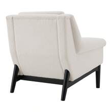 Modern Accent Chair With Flared Arms, Upholstered Lounge Chair, Mid-Modern Armchair With Solid Wood, Ergonomic Reading Chair Living Room, Bedroom - Beige + Loop - View 11
