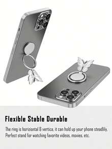 时尚水钻蝴蝶指环支架，360°旋转可调节，闪亮高品质指环支架，通用金属指环支架，适用于和安卓手机 - 彩色 - 查看 4