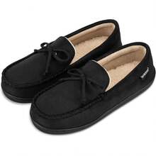 Isotoner Men's Slip-On Indoor/Outdoor Microsuede Foam Comfort Moccasin Slippers - Black - View 4