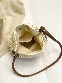 1pc Women's Long Strap Crossbody Bag, Lightweight & Practical, Minimalist Design, Beige Fabric, Polyester Lining, Suitable For Daily Use And Travel - Khaki - View 11